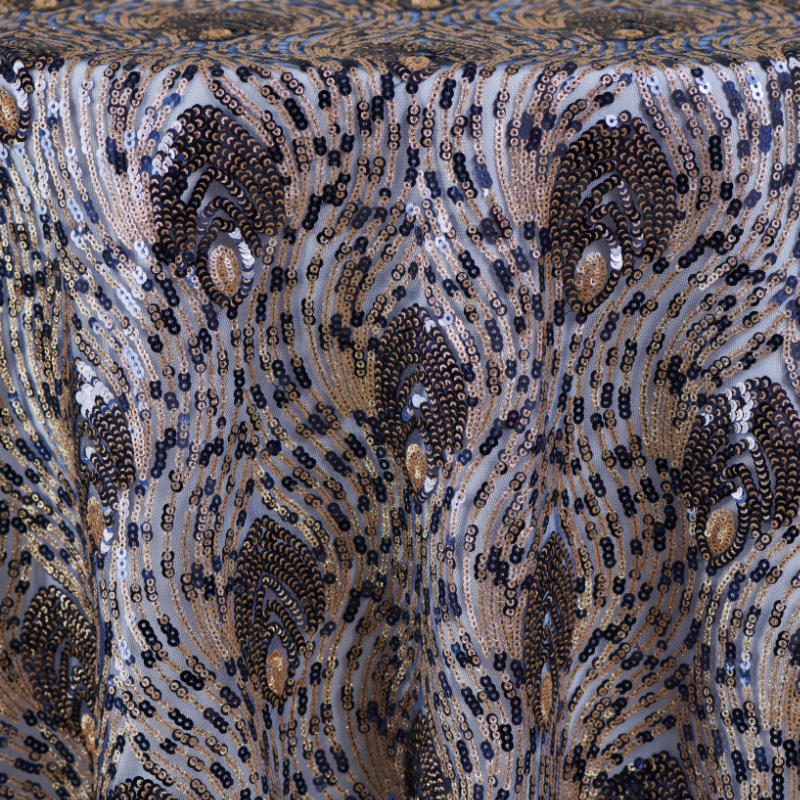 Peacock Sequins | Navy Gold